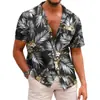 Camisa Hawaiana de Manga Corta con Estampado para Hombre de Verano Amazon Transfronterizo Fábrica de Origen Casual y Versátil