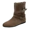 Botines Retro Estilo Coreano con Hebilla para Mujer 2026 Otoño/Invierno Nueva Llegada Aumento Interno de Altura Estilo Occidental Punta Redonda Botas Martin de Doble Uso