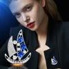 Nuevo y elegante broche de moda con diseño INS Sense Sailing para mujer, con circonita azul brillante, elegante y fino accesorio.