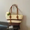 Bolsa de Palha Tecida Estilo Novo Primavera 2026 Estilo Praia Bolsa de Palha de Praia Ombro Único Estilo Pastoral Francês Férias Bolsa Feminina de Grande Capacidade