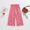 Pantalones Rectos de Verano Estilo Coreano para Niñas con Estampado Floral de Lunares, Pantalones Casuales Delgados para Bebés, Pantalones de Nueve Puntos, Pantalones Anti-Mosquitos para Niños Pequeños