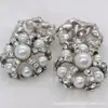 Botão de metal de alta qualidade em formato de flor, botão convexo com pérola e diamante, fivela vazada, decoração para suéter e cardigã, formato de torre, moda de luxo leve
