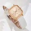 2026 Moda Cuadrada de Cuero con Correa, Set de Relojes de Venta Caliente Transfronteriza para Mujer, Reloj de Cuarzo Decorativo con Set de Pulsera de Pedrería en Forma de Corazón