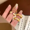 Anéis Empilháveis de Pérola Dourada para Mulheres, Estilo de Luxo Nicho Outono e Inverno, Anéis de Dedo Indicador de Alta Qualidade, Anéis Abertos Exagerados Vintage