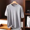 Camiseta Básica de Punto Fina para Hombre de Manga Corta Transfronteriza, Cuello Redondo, Talla Grande, Manga Media, Color Sólido, Chaleco Holgado