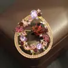 Broche Retro Morado Blanco de Cristal Transfronterizo Europeo y Americano Forma de Gota de Agua Chapado en Oro Pin Accesorios Antiexposición para Mujeres