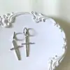 Pendientes de Aro con Colgante de Cruz Microincrustada Estilo Ins Europeo y Americano para Mujer, Pendientes de Moda de Nicho con Temperamento, Joyería de Oreja Punk de Gama Alta