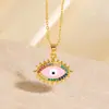 Collar de Ojo de Diablo con Goteo de Aceite Transfronterizo Europeo y Americano para Mujer, Estilo Hip-Hop Personalizado Chapado en Cobre Dorado Circonita Collar Más Vendido en Amazon
