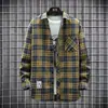 Camisa Casaco Masculino Inverno Xadrez Solta Tendência Marca Manga Longa Casual Passa-Fácil Outono e Inverno Tops Masculino Novo Estilo