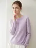 Nuevo Suéter de Cachemira 100% para Mujer Otoño e Invierno, Suéter Delgado de Cuello Redondo con Mangas de Hombro Normales, Suéter Interior de Lana Tejida de Color Sólido