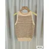 Camisole Listrada Feminina de Verão Peça Externa Sem Mangas Blusa de Seda Gelada Primavera Curta Malha Base