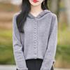 Suéter com Capuz Vermelho de Ano Novo Feminino Outono e Inverno Estilo Preguiçoso Estilo Ocidental Redutor de Idade Solto Modelador Cardigan de Tricô Peça Externa Top