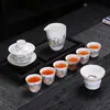Dx7L Jade Grasa de Cordero Porcelana Blanca Juego de Té Lujo Accesible Taza de Té Kung Fu Taza de Té con Tapa para Recepción de Oficina
