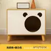 Cama para gato de madera maciza de moda con mesita de noche integrada, casa cerrada para gatos estilo caricatura de Mickey, mueble de almacenamiento para mascotas