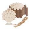 Etiqueta colgante con forma de pavo de madera cortada con papel de madera para manualidades de bricolaje, ideal para la cosecha de otoño, Acción de Gracias, fiesta de Navidad
