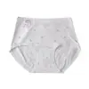 Calcinhas Menstruais Femininas de Algodão Puro Antibacteriano Respirável Estampadas, Cintura Média, à Prova de Vazamento com Área de Virilha Estendida para Meninas