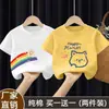 Estilo Verano 2025 Mediana y Grande Niños 100% Algodón Camiseta de Manga Corta para Niñas Moda Bebé Versátil Cuello Redondo Top Estampado