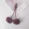 Colgante para Bolso con Borla de PU Serie Miu con un Toque de Lujo, Mini Accesorio de Cuero, Llavero con Bola de Borla Tejida Hecha a Mano para Bolso