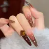 Uñas postizas hechas a mano, 10 piezas, diseño ojo de gato, aspecto de alta gama, estilo nuevo, populares en TikTok y removibles