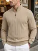 Roupas masculinas eBay transfronteiriças estilo americano jacquard texturizado listra vertical meia-zip gola alta manga longa moletom casual de puxar