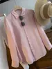 100% Linho! Nova cor! Super Lisonjeiro! Camisa Básica Lisa Solta de Manga Longa Simples e Elegante para Mulheres