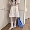 Falda midi para mujer con diseño de bolsillo, cintura elástica, nuevo estilo universitario, falda de longitud media con dobladillo ancho para verano y otoño