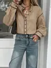 Nueva Camisa de Estilo Francés 2025 para Mujer con Cuello Alto y Mangas Largas, Mangas Abullonadas, Diseño de Bloques de Color, Algodón y Lino, Elegante Top para el Trabajo