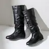 Botas Femininas Inverno Baixas Botas Longas Femininas Sapatos de Couro para Senhoras