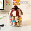 Tarro de almacenamiento transparente lindo, vitrina mini a prueba de polvo para figuras, caja de almacenamiento de cajas sorpresa para personajes pequeños codiciosos, tarro sellado