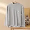 Camiseta interior de algodón de manga larga para niños para otoño e invierno, cuello semi-alto, para niños y niñas, top sencillo de cuello medio