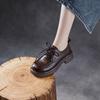 Mocasines de Piel de Vaca de Primera Capa con Punta Redonda y Cordones para Mujer 2025 Otoño Nuevo Lujo Accesible Patrón Agarrado a Mano Zapatos Planos de Boca Profunda Zapatos Pequeños de Cuero