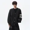 Suéter cárdigan de punto con cuello en V de tres rayas americanas para hombre, Otoño/Invierno, Marca juvenil moderna, Holgado, Casual, Prendas de punto para pareja, Ropa exterior