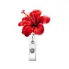 Amazon Cross-Border Suporte Retrátil para Crachá Flor Rosa Acrílico Clipe Retrátil para Crachá Médico Cordão de Puxar Atacado