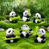 Micropaisaje creativo lindo muñeco panda de bambú jardinería DIY accesorios de decoración llavero pequeños adornos de escritorio