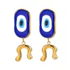 Pendientes de Ojo Turco Azul de Moda Europeos y Americanos Acero Inoxidable Chapado en Oro de 18K Colgante de Ojo del Diablo Gota de Aceite Collar para Mujer