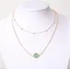 C115 Joias Europeias e Americanas Suprimento Transfronteiriço Pingente Simples Corrente de Contas Redondas Corrente de Clavícula Dupla Camada Estilo Curto Colar Feminino