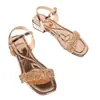 Sandalias cuadradas de tacón bajo, de lujo ligero, brillantes y elegantes para mujer, disponibles en dos colores, con diseño de una sola tira y en tallas grandes europeas y americanas, ya en stock