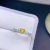Anillo tesoro amarillo azul puro súper rosa cristal transparente gema grado 5A tamaño 5*5mm plata 925 incrustación de precisión