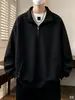 Sudadera con capucha de cremallera estilo americano, corte holgado y limpio para hombre, playera tipo polo de peso pesado con manga larga, playera básica de marca de moda, para otoño e invierno