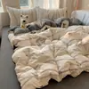 Juego de ropa de cama de textiles para el hogar de Nantong, juego de cuatro piezas, sábana de algodón lavado amigable con la piel, funda de edredón, sábana bajera, juego de tres piezas para camas de dormitorios estudiantiles