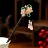 Horquilla Antigua de Imitación de Sándalo de Alta Calidad Broche Elegante para el Cabello Borla de Madera Accesorios para el Cabello Paso a Paso Hanfu Cheongsam