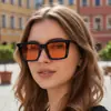 Óculos de Sol Quadrados Versáteis Estilo Coreano Moderno, Óculos de Sol Tendência Street Style com Proteção UV e Acabamento de Alto Padrão