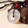 Colgante de Ágata Natural de Alta Calidad con Patrón de Nube Ágata Lichi Blanco Congelado Luna Blanca Buda Sonriente Colgante de Paz