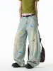 Jeans Lavados Bordados de Dibujos Animados Divertidos para Hombres y Mujeres, Otoño Marca de Moda Americana Hiphop Pantalones de Pierna Ancha, Pantalones Largos Sueltos