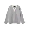 Sudadera gruesa de dos piezas falsas para hombre, nueva temporada de primavera y otoño, chaqueta juvenil holgada casual texturizada de moda con cuello en V