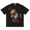 Sudadera con capucha de manga corta pesada con estampado retro hip-hop americano de Ice Cube para cruzar fronteras, cuello redondo