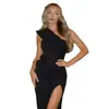 Vestido bandage de un hombro plisado estilo europeo y americano Bendai, hombros descubiertos, vestido de fiesta sexy, estilo chica hot, diseño de retazos, falda ajustada, adecuado para vacaciones y citas
