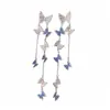 Brincos de Borboleta com Franja de Zircônia Agulha de Prata, Estilo Fresco e Doce, Brincos Requintados, Brincos de Luxo Leve e de Alta Qualidade para Mulheres Venda por Atacado