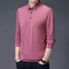 Camisa Polo Larga de Color Sólido para Primavera y Otoño, Ropa de Trabajo para Hombre, Casual de Negocios, para Jóvenes y de Mediana Edad, Versión Lisa en Stock, Venta al por Mayor