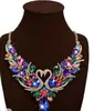 Traje de joyería de diamantes artificiales para mujer collar/pendientes flor dama conjunto cadena